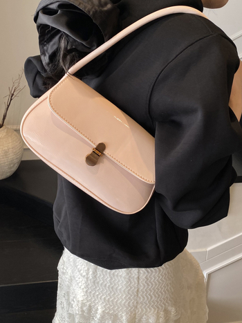 Γυναικεία PU δερμάτινη τσάντα, αστικού μινιμαλιστικού στυλ, οριζόντιου τετράγωνου σχήματος, εσωτερική τσέπη με φερμουάρ, επένδυση πολυεστέρα, μάρκα Chiquan