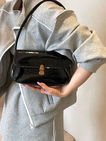 Γυναικεία PU δερμάτινη τσάντα, αστικού μινιμαλιστικού στυλ, οριζόντιου τετράγωνου σχήματος, εσωτερική τσέπη με φερμουάρ, επένδυση πολυεστέρα, μάρκα Chiquan