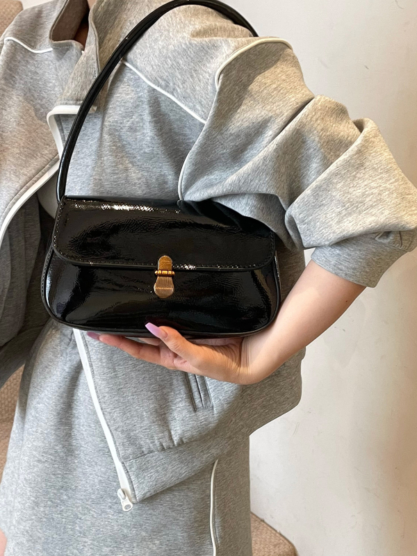 Chiquan moterų PU odinė rankinė, miesto minimalistinis stilius, horizontali kvadratinė forma, vidinė užtrauktuko kišenė, poliesterio pamušalas