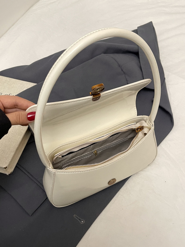 Chiquan moterų PU odinė rankinė, miesto minimalistinis stilius, horizontali kvadratinė forma, vidinė užtrauktuko kišenė, poliesterio pamušalas