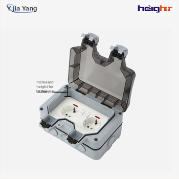 Lauko atsparus vandeniui Schuko dvigubas lizdas su jungikliu ir indikatoriaus lempute (ES standartas)