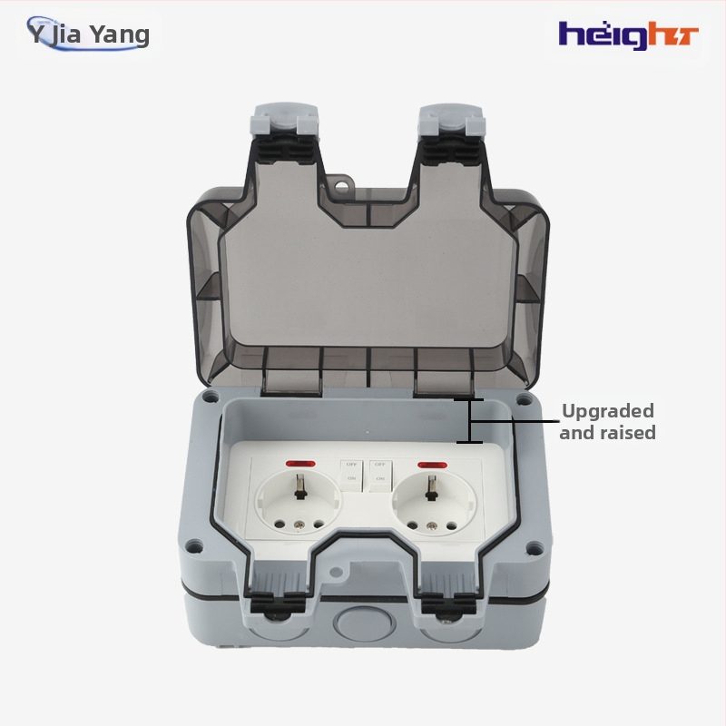 Външно водоустойчиво Schuko двойно гнездо с ключ и светлинен индикатор (ЕС стандарт)