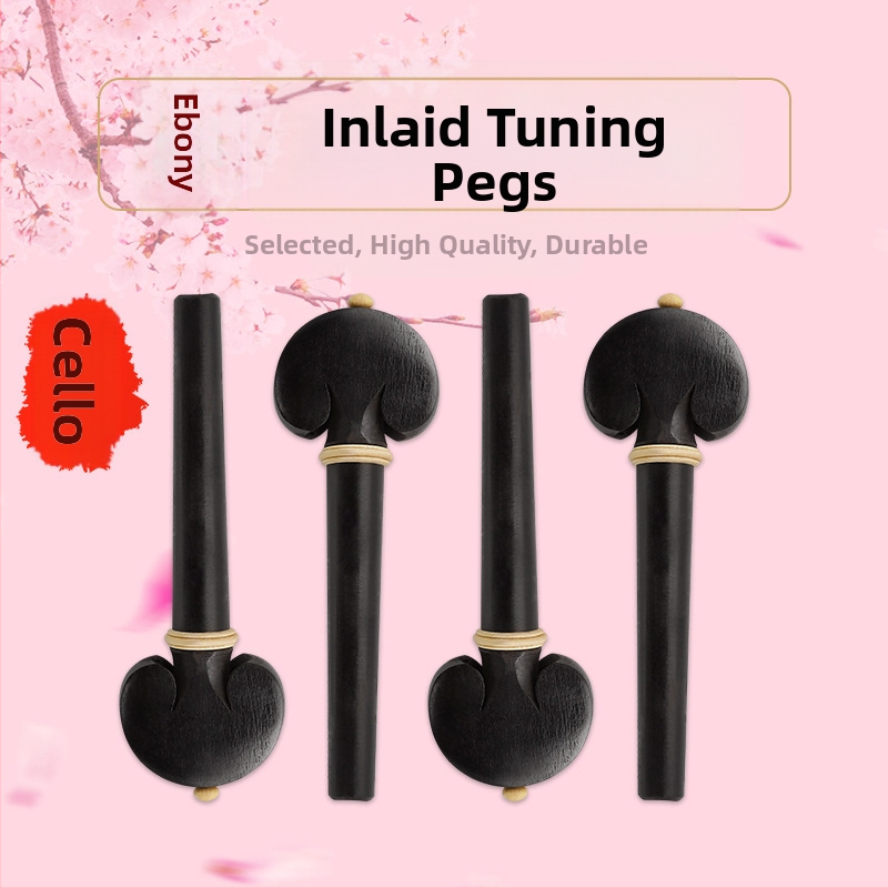 Juodmedžio čellui stygų kaiščiai, modelis CL-60, keturių dalių rinkinys, pakuotė plokštelės tipo