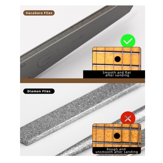 Dvostrani file za koronar fretova, profesionalni visokougljični čelični žični file s kompletom četkica za čišćenje