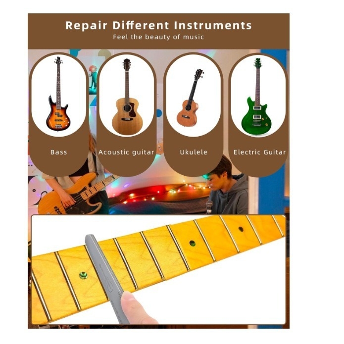 Dvostrani file za koronar fretova, profesionalni visokougljični čelični žični file s kompletom četkica za čišćenje