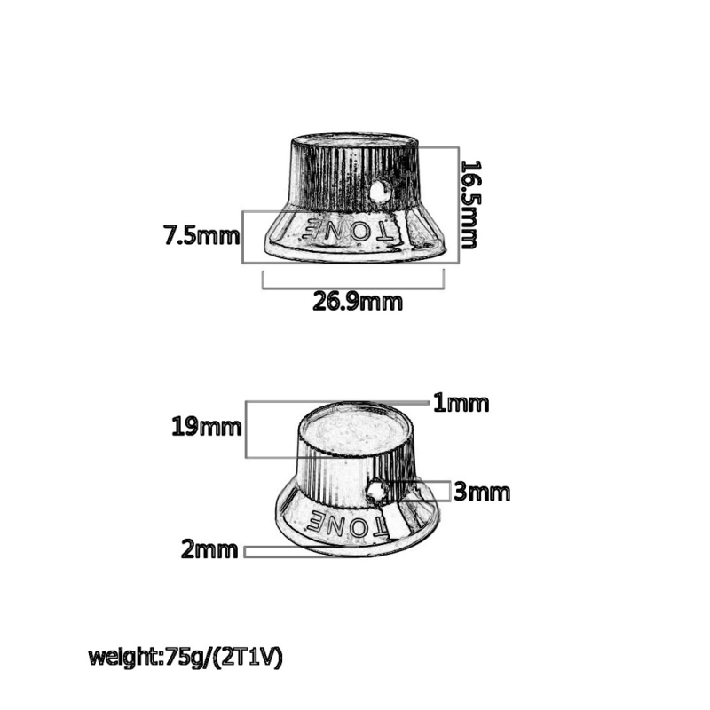 Gitarové gombíky, kovové, model GD114, pre západné strunové nástroje