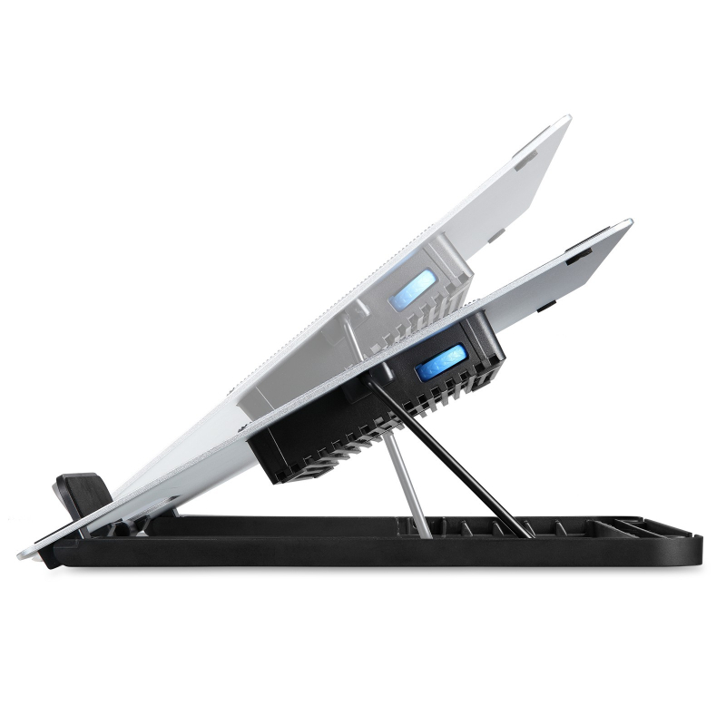 Nešiojamam kompiuteriui aušintuvas MS03A – JM/Smart, dvigubo ventiliatoriaus aušinimas, metalo grotelės + ABS