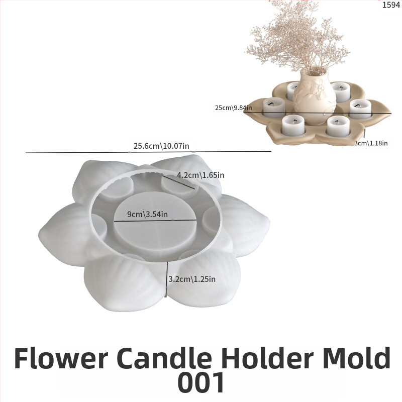 Lotoso gėlių aromaterapijos žvakidė su silikono forma, DIY, nereguliarus kontūras