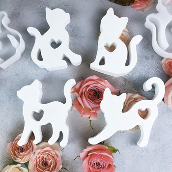 X0238 Силиконова DIY форма за торти — котенце с форма на сърце, неравна форма
