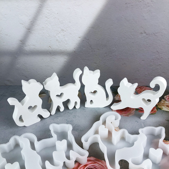 X0238 Σιλικόνη DIY Φόρμα για Κέικ — Γατάκι σε σχήμα καρδιάς, Ακανόνιστο σχήμα