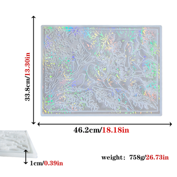 Φόρμα σιλικόνης για εποξική ρητίνη, διακόσμηση τοίχου με φύλλο και πουλί – ακανόνιστο σχήμα, ολογραφικός σχεδιασμός