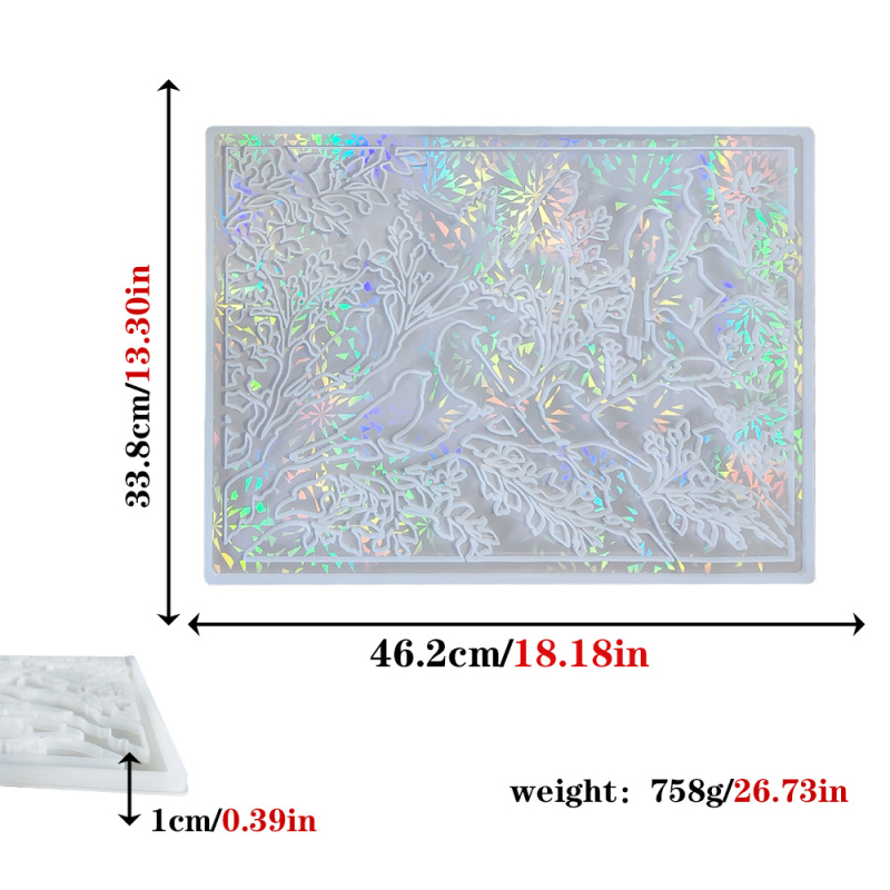 Silikoninė epoksidinės formos lapų ir paukščių sienų dekorui – netaisyklingos formos, holografinis dizainas