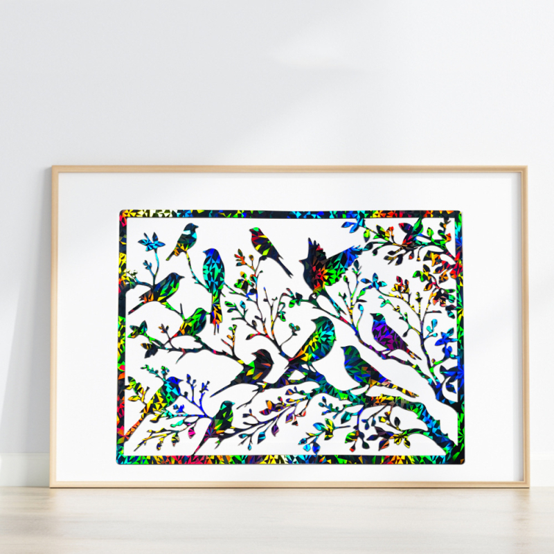 Silikoninė epoksidinės formos lapų ir paukščių sienų dekorui – netaisyklingos formos, holografinis dizainas