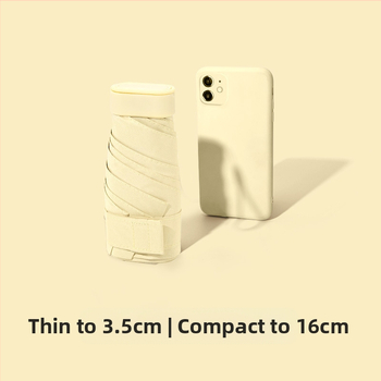 Ομπρέλα κάψουλας για γυναίκες, με 6 ράβδους, ύφασμα 210T, UPF >40, χειροκίνητο άνοιγμα-κλείσιμο, βάρος 220 g