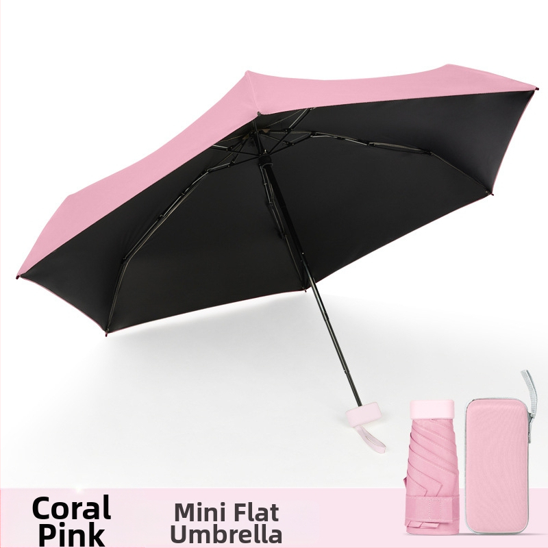 Kapsulinio tipo skėtis moterims, 6 rėmų, 210T audinys, UPF >40, rankinis atidarymas‑uždarymas, svoris 220 g