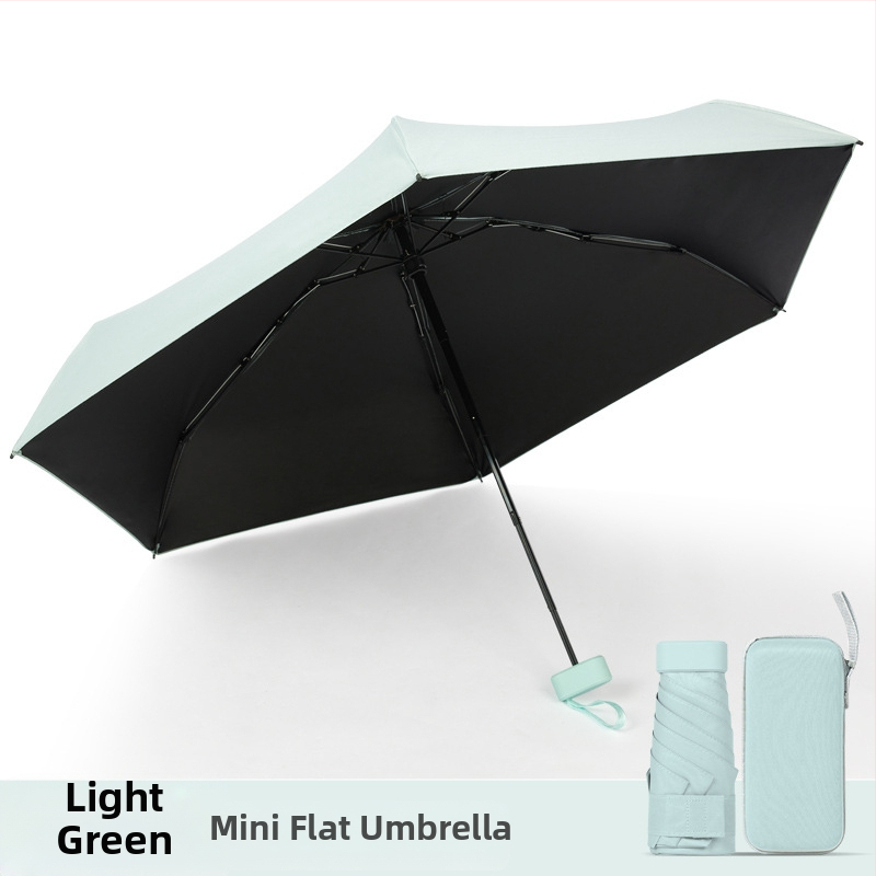 Kapsulinio tipo skėtis moterims, 6 rėmų, 210T audinys, UPF >40, rankinis atidarymas‑uždarymas, svoris 220 g