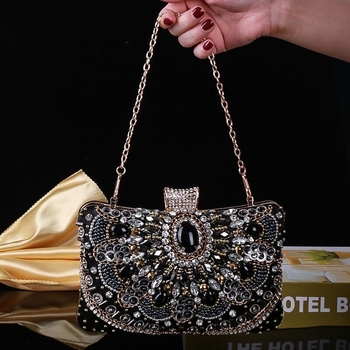 Банкетна дамска чанта от полиестер, малък квадратен силует, джоб за телефон, триизмерен външен дизайн, двойни дръжки за вечерни събития