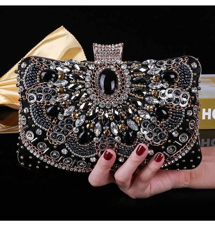 Банкетна дамска чанта от полиестер, малък квадратен силует, джоб за телефон, триизмерен външен дизайн, двойни дръжки за вечерни събития