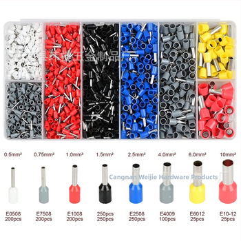Weijie 1250 τεμάχια crimp tubular terminal, προ-μονωμένο, επαφή από χαλκό, PP μόνωση