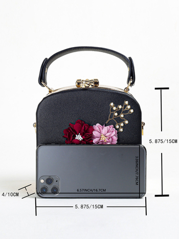 Женска чанта клъч от PU кожа с верижна дръжка, овална форма, полиестерна подплата и джоб за мобилен телефон