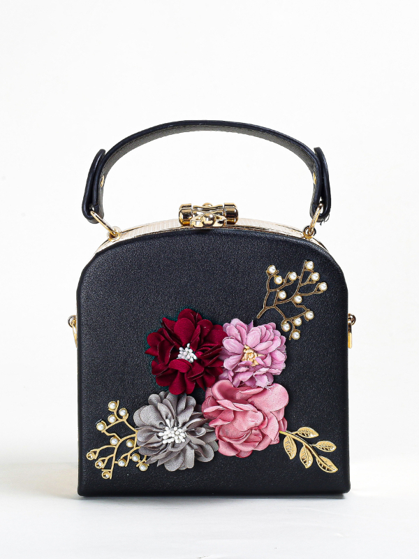 Женска чанта клъч от PU кожа с верижна дръжка, овална форма, полиестерна подплата и джоб за мобилен телефон