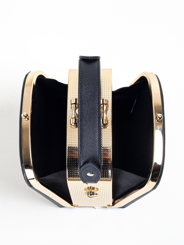 Женска чанта клъч от PU кожа с верижна дръжка, овална форма, полиестерна подплата и джоб за мобилен телефон