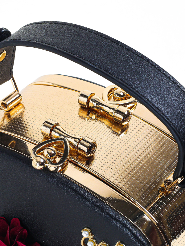 Женска чанта клъч от PU кожа с верижна дръжка, овална форма, полиестерна подплата и джоб за мобилен телефон