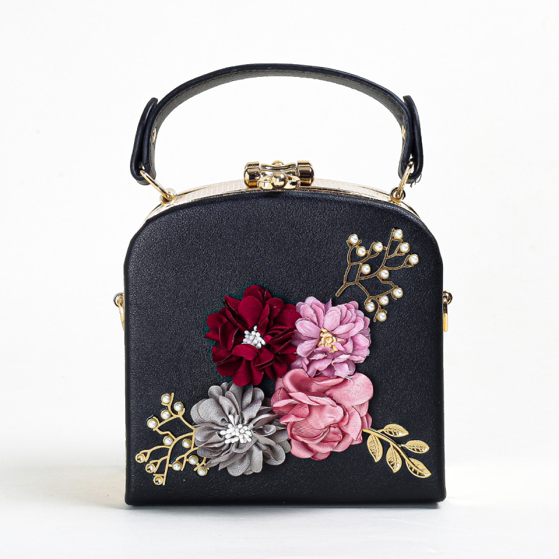 Женска чанта клъч от PU кожа с верижна дръжка, овална форма, полиестерна подплата и джоб за мобилен телефон