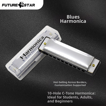 Blues harmonika s 10 dierkami, v tóne C, model BA10, materiál zvukových otvorov: živica