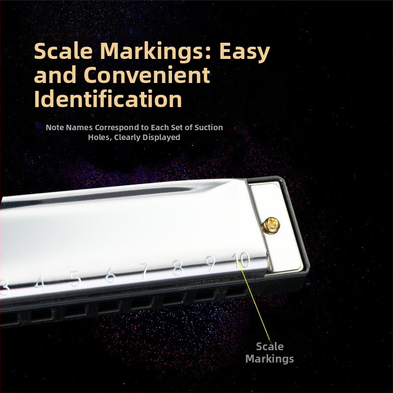 Blues harmonika s 10 dierkami, v tóne C, model BA10, materiál zvukových otvorov: živica