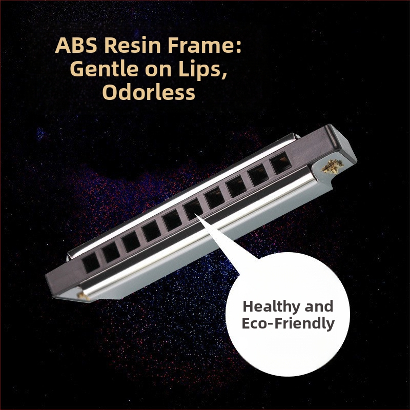 Blues harmonika s 10 dierkami, v tóne C, model BA10, materiál zvukových otvorov: živica