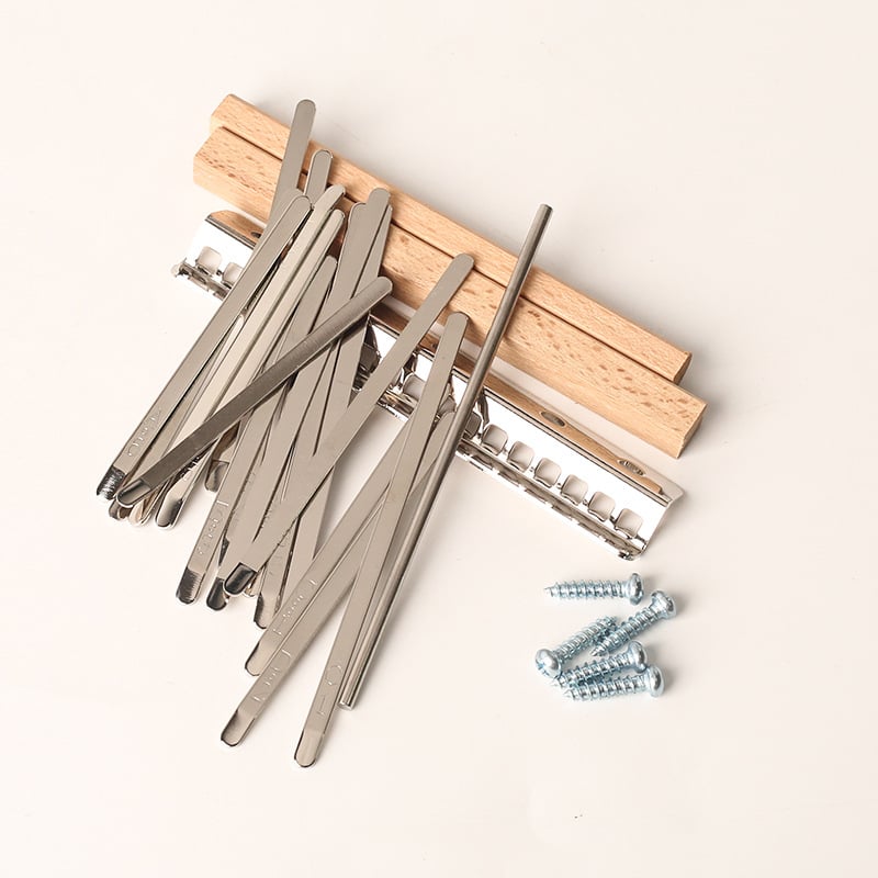 17-hangú kalimba tines készlet - mangán acél, nikkelezett billentyűk, buborékos zacskó a csomagolásban