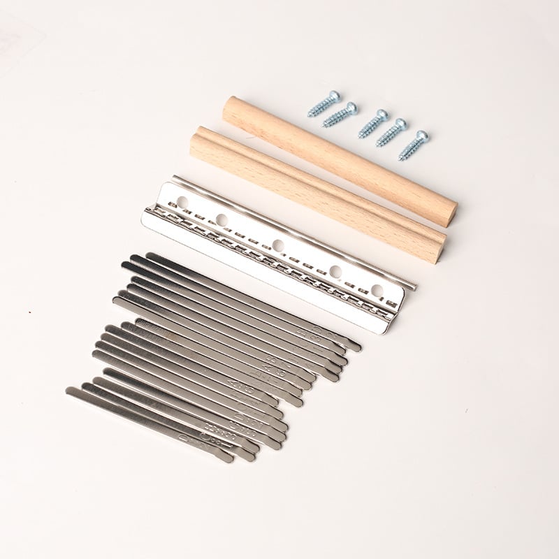 17-hangú kalimba tines készlet - mangán acél, nikkelezett billentyűk, buborékos zacskó a csomagolásban