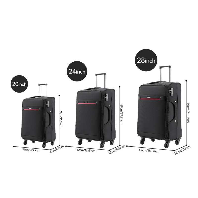 Σετ αποσκευών ταξιδιού 3 τεμαχίων με μεγάλη χωρητικότητα, ανθεκτικό ύφασμα Oxford, κλείσιμο με φερμουάρ, τροχοί περιστροφικοί, βάρος 2,5 kg, κλειδαριά με κοινό κωδικό