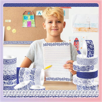 Ρολό washi tape – Κινεζικού στιλ πορσελάνης, Διαφανές, Προσαρμοζόμενο, Πάχος 1,5 cm