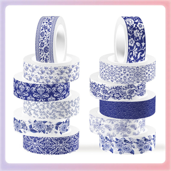 Ρολό washi tape – Κινεζικού στιλ πορσελάνης, Διαφανές, Προσαρμοζόμενο, Πάχος 1,5 cm