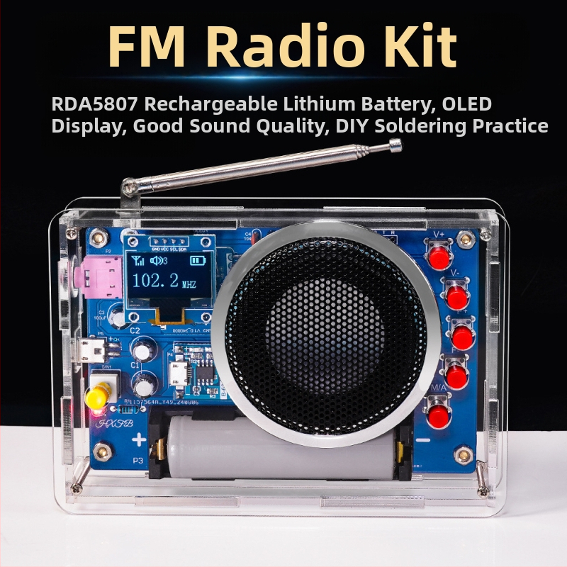 Kiti za sastavljanje radija s OLED zaslonom – ponovno punjivi FM sklop za DIY projekte