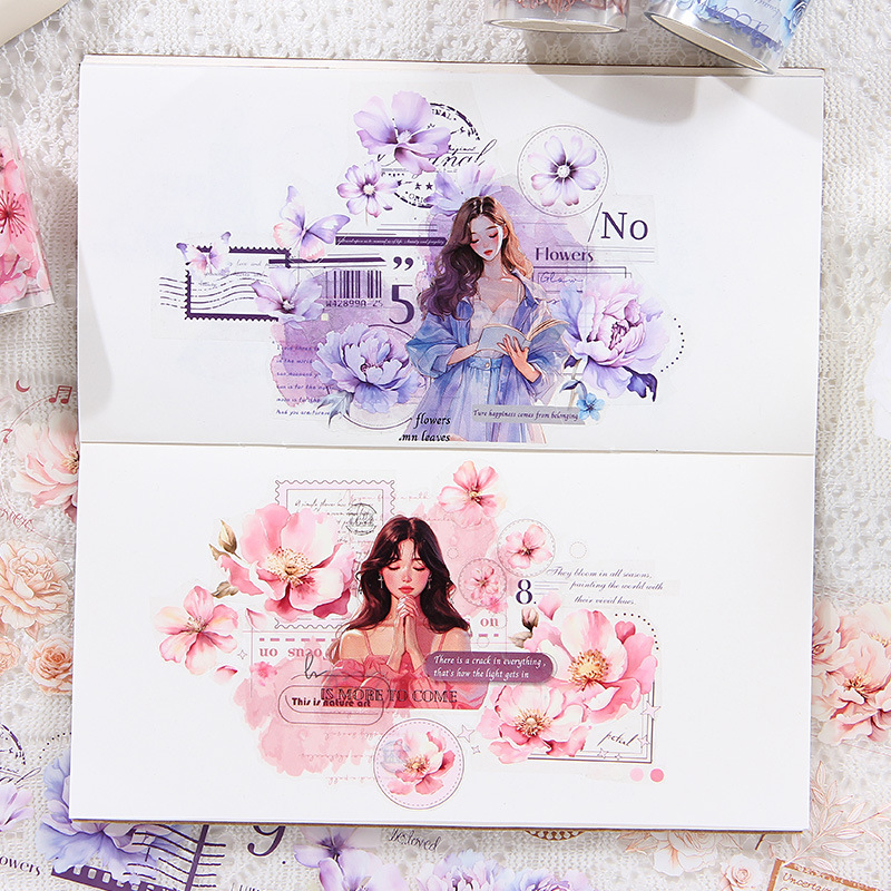 Σετ PET ταινιών για DIY ημερολόγιο με ρομαντικά φλοράλ σχέδια και διακοσμητικά τοπία (Υλικό: PET; Τεχνική: Εκτύπωση; Μάρκα: Other; IP: Μη εξουσιοδοτημένο)