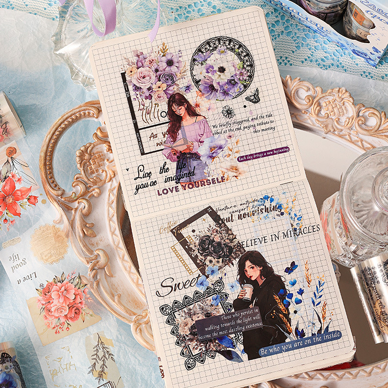 Σετ PET ταινιών και αυτοκόλλητων για DIY ημερολόγια – Διαφανές, αδιάβροχο ρομαντικό φλοράλ σχέδιο; Υλικό: PET; Κατασκευή: Ημιχειροποίητο και ημιμηχανοποιημένο; Μάρκα: Other; Άδεια IP: Όχι