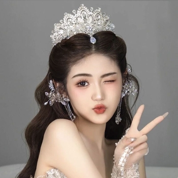 Τιάρα κεφαλής, κράμα, λευκός κρύσταλλος, ηλεκτροπλατίωση, φυσικό γυναικείο στυλ