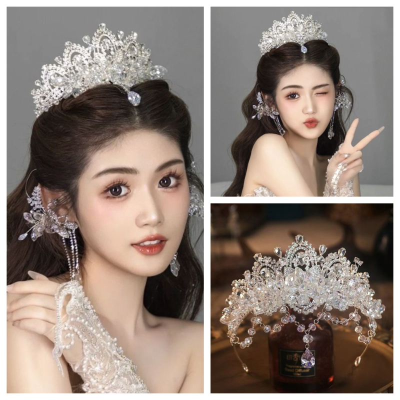 Τιάρα κεφαλής, κράμα, λευκός κρύσταλλος, ηλεκτροπλατίωση, φυσικό γυναικείο στυλ