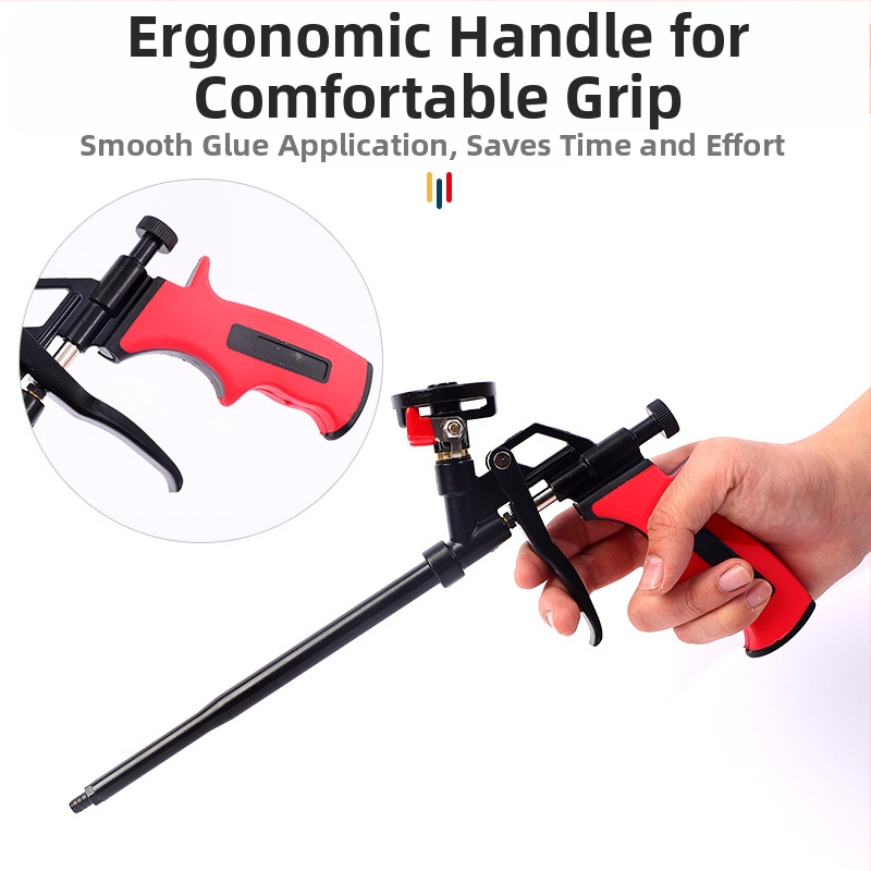 PTFE пистолет за пяна с превключвател и медна глава за полиуретанова пяна и уплътнител; макс налягане 200, макс поток 0,5, оптимално разстояние на пръскане 1000, материал: сплави/желязо/мед