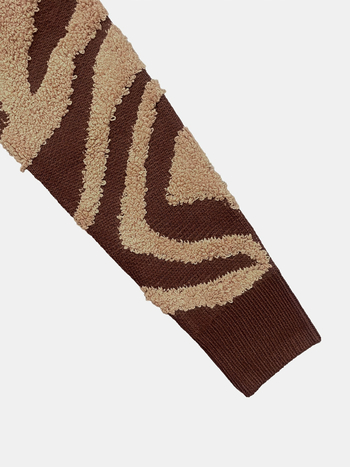 Moterų kardiganas su V kaklu, pūkuotas žakardas, vidutinio ilgio, 95% akrilo pluoštas