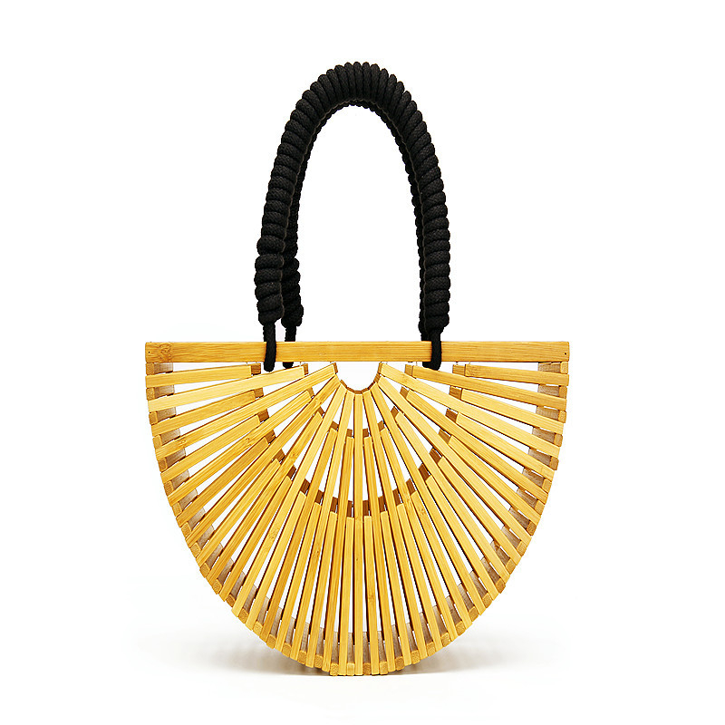 Женска сламена плетена чанта за рамо, овална форма, с открит горен отвор, лято 2024