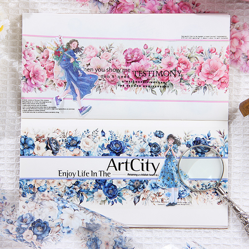 Διαφανές σετ PET ταινιών για DIY ημερολόγιο με εκτυπωμένα λουλούδια και αυτοκόλλητα σε μοντέρνο μινιμαλιστικό στυλ