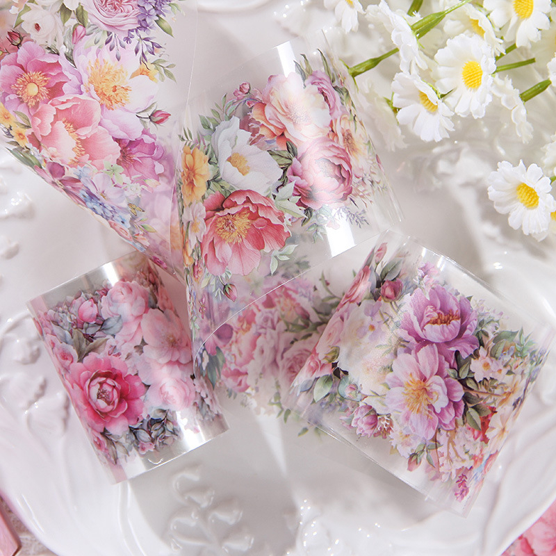 Διαφανές σετ PET ταινιών για DIY ημερολόγιο με εκτυπωμένα λουλούδια και αυτοκόλλητα σε μοντέρνο μινιμαλιστικό στυλ