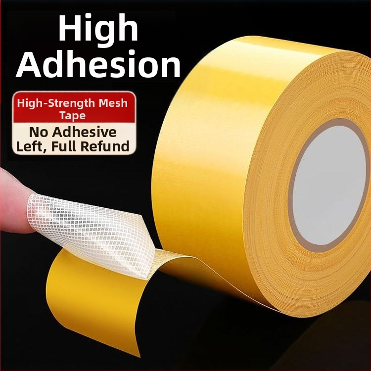 Мрежеста двустранна лента, висока лепливост, платнена основа, за монтаж на стени, без следи