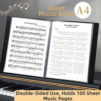 Папка за нотни партитури с прозрачно вътрешно джобче и водоустойчив документ пакет; покрита хартия, дебелина 0,55 мм, 20/30/40 страници