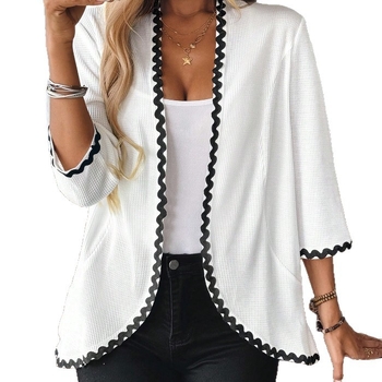 Γυναικεία ζακέτα από πολυεστέρα, φαρδιά γραμμή, μακριά μανίκια, χωρίς γιακά, ελαφριά, μήκος 50–65 εκ.