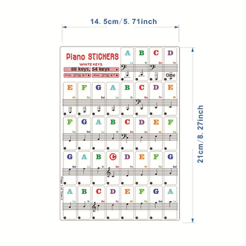 Fortepijono klavišų lipukai 88/61/54/49 klavišams • PVC medžiaga • pakuotė perlų spalvos maišelyje • muzikinių instrumentų priedai